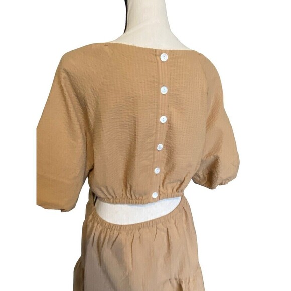 Madewell Dress Womens Size XXL Seersucker Puff-Sleeve Cutout Lined Mini NEW - Picture 4 of 9